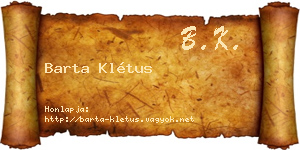 Barta Klétus névjegykártya